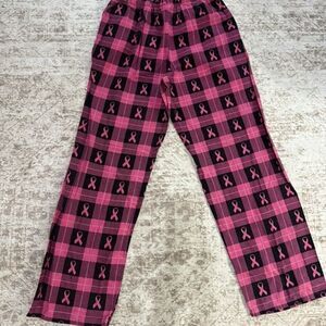 The Breast Cancer Site Women's Straight Leg Cotton Pajama Pants Black Pink Large